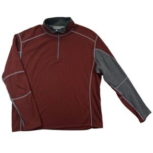 Kuhl 1/4 Zip Pullover Sweater Kashmira Mens XXL Red Gray Performance Hiking